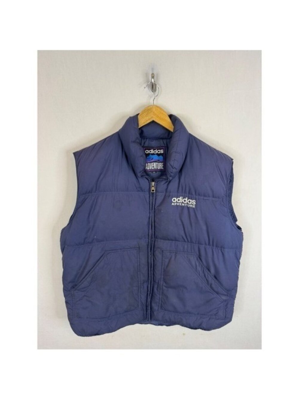 Vintage Adidas Adventure Puffer Vest Navy Blue Ripstop 90s Y2K Mens Size 110 L